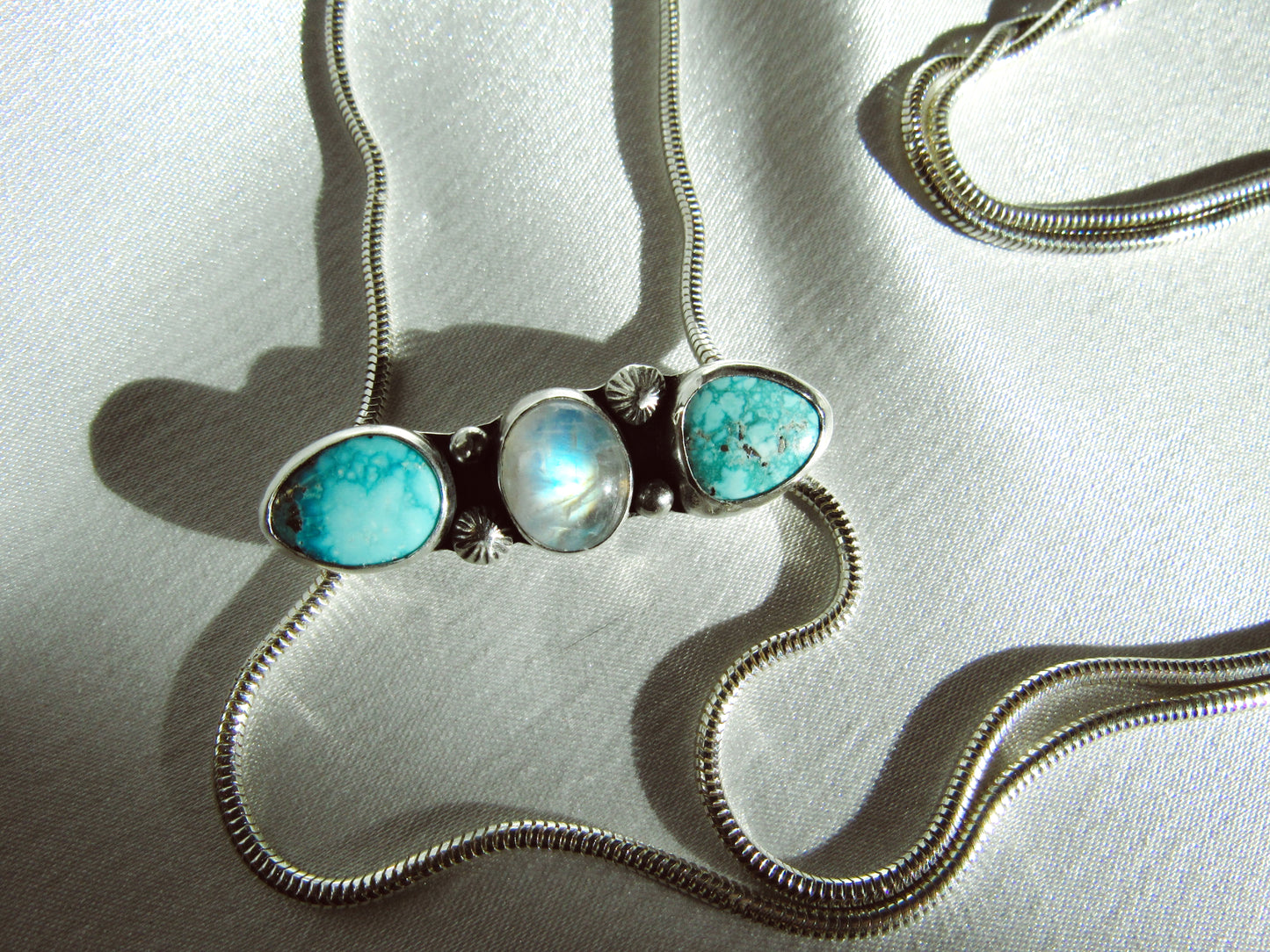 Turquoise & Moonstone Chain Bolo