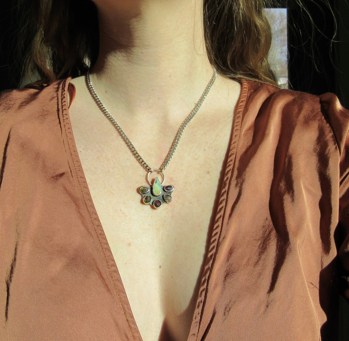 Bloom Necklace in Pipe Opal & Tourmaline