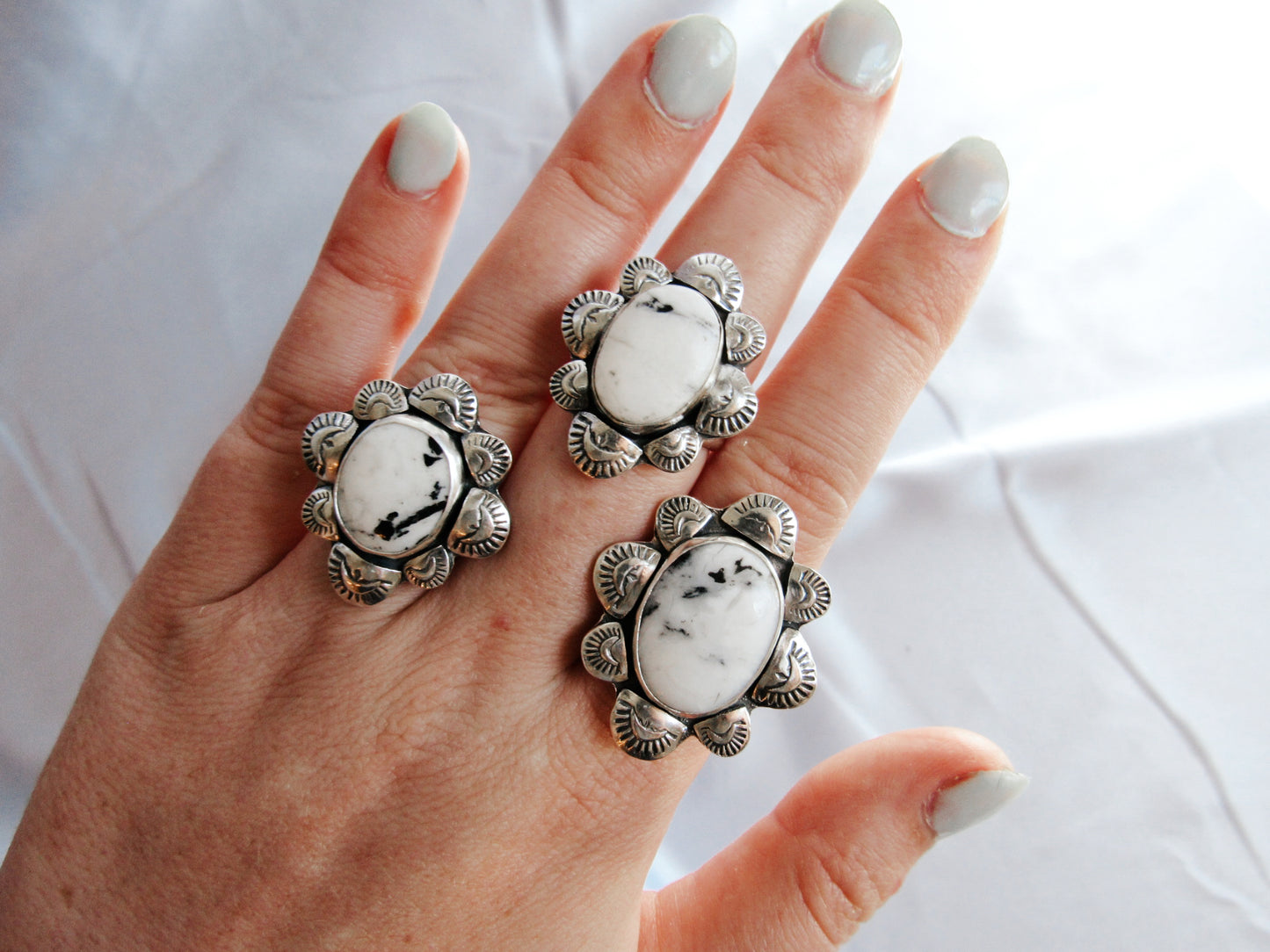 White Buffalo Statement Ring - Size 8.5