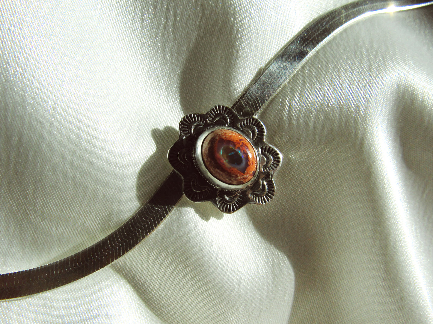 Herringbone Necklace - Fire Opal