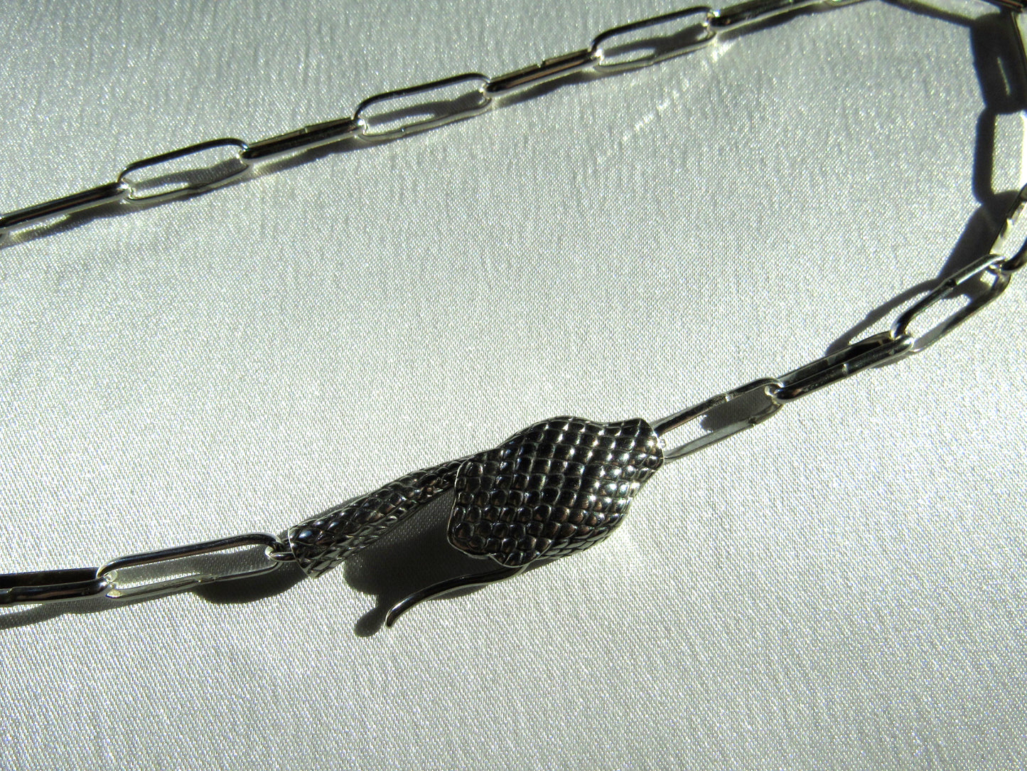 Ouroboros Necklace on Handmade Paperclip Chain