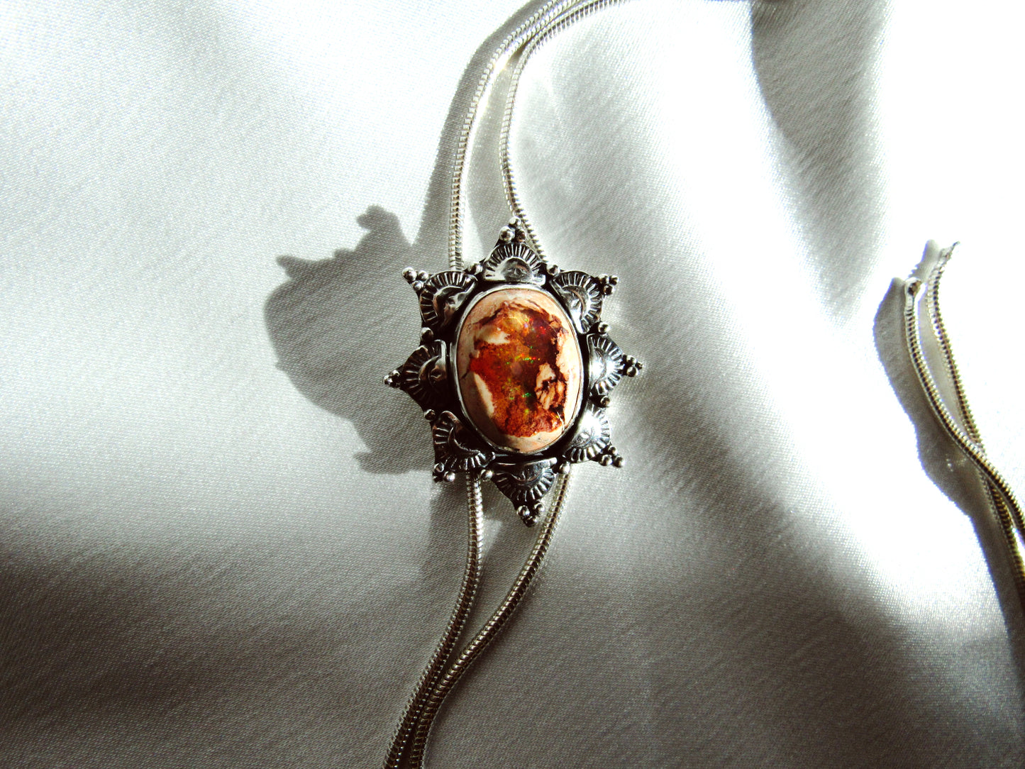 Mexican Fire Opal Chain Bolo