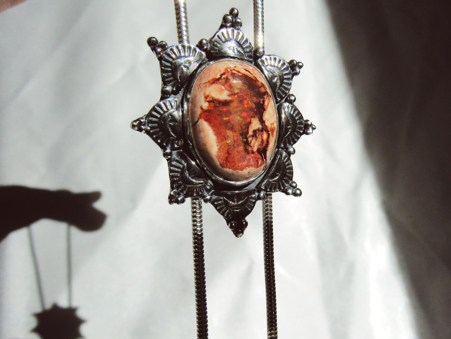 Mexican Fire Opal Chain Bolo