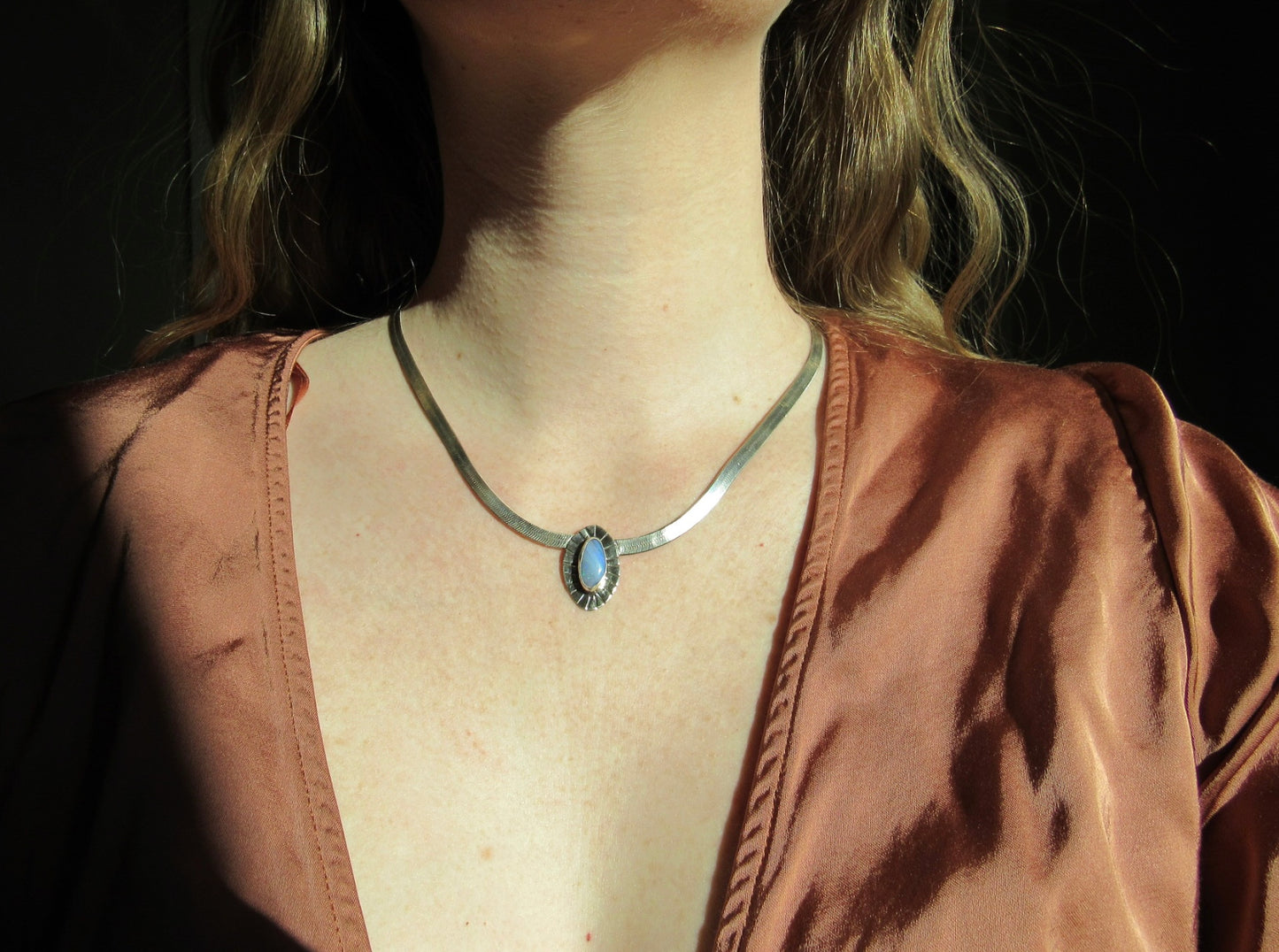 Herringbone Necklace - Australian Opal