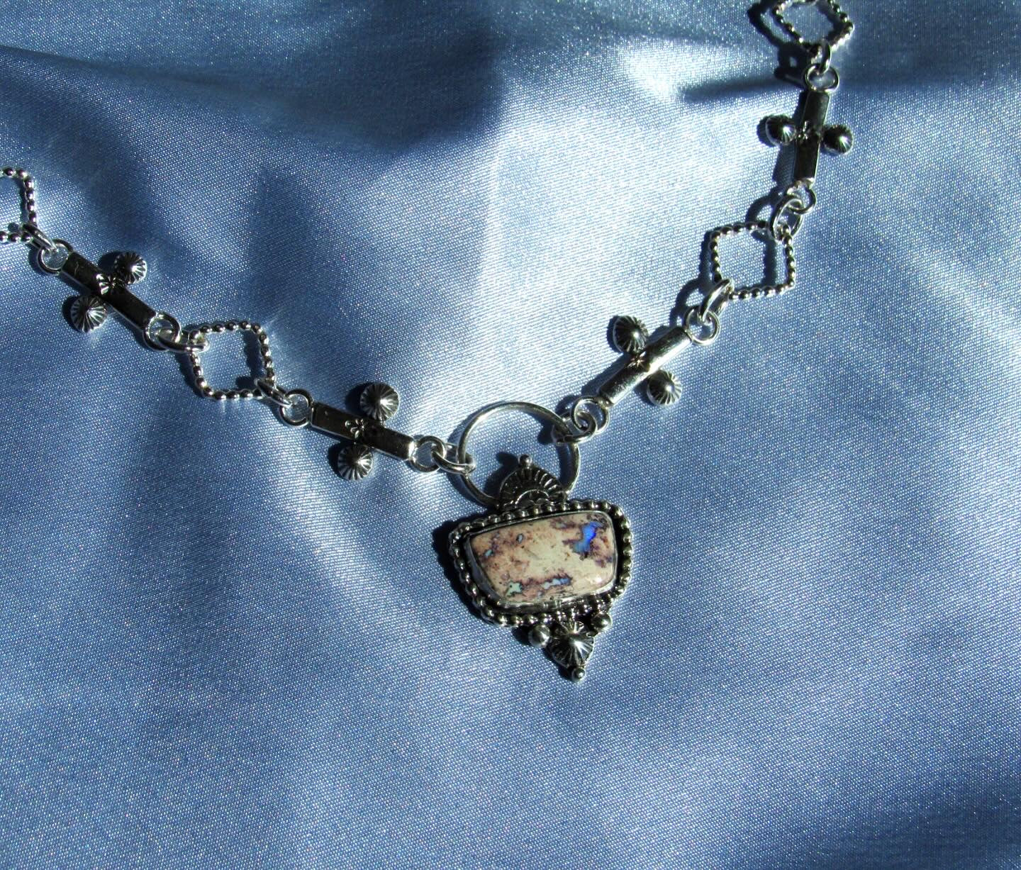 Fire Opal on Handmade Chain