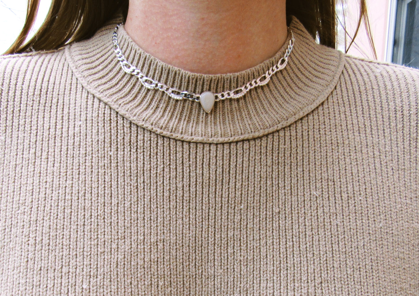 Australian Opal on Lace Figaro Chain