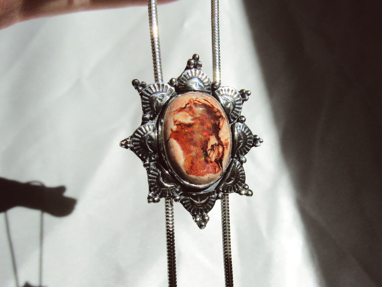 Mexican Fire Opal Chain Bolo