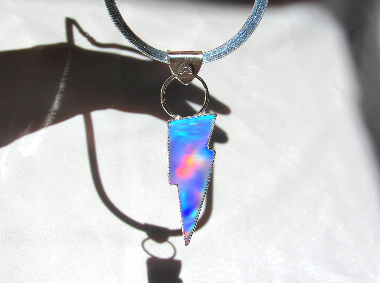 Aurora Opal Bolt Herringbone Necklace
