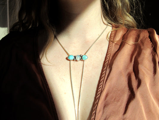 Turquoise & Moonstone Chain Bolo