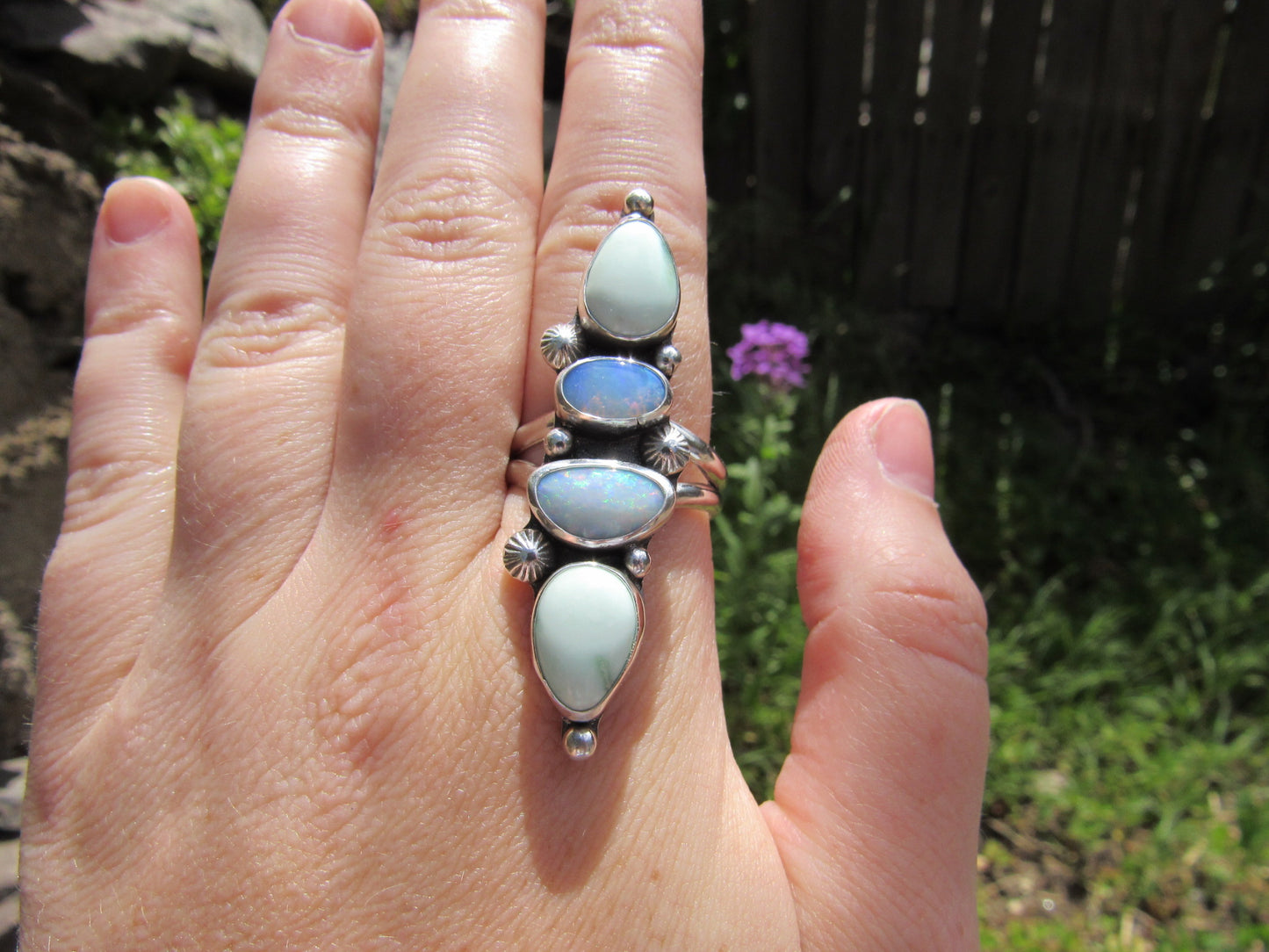 Opal & Turquoise Ring - Size 10.5