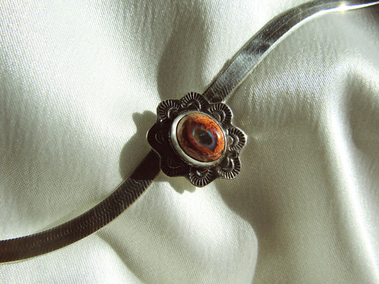 Herringbone Necklace - Fire Opal