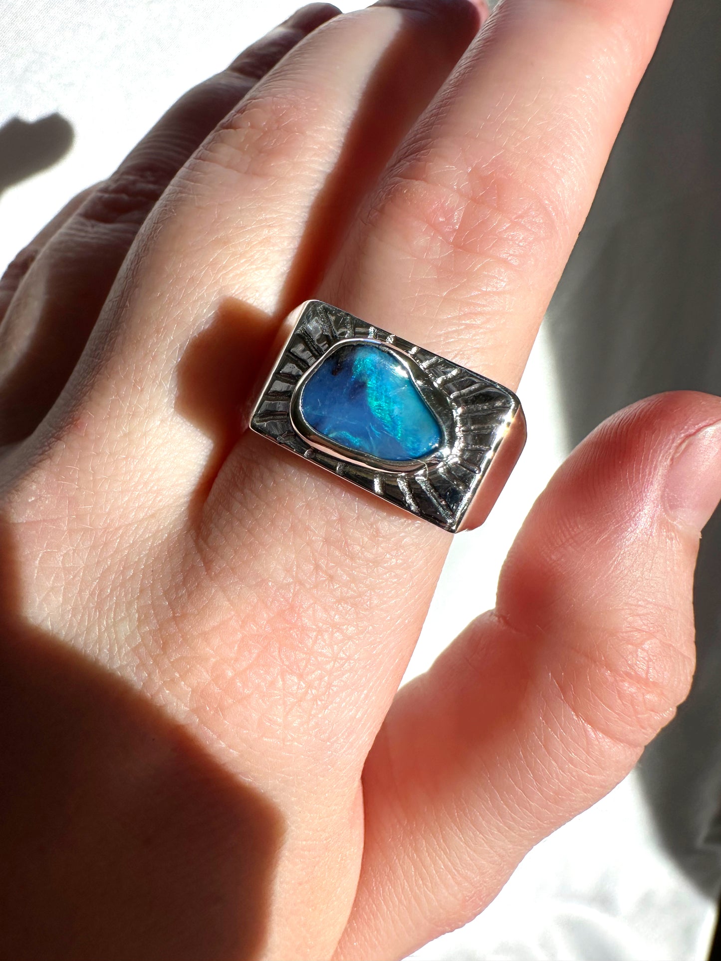 Boulder Opal Signet - Size 8.5
