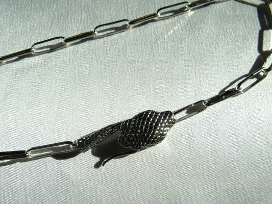 Ouroboros Necklace on Handmade Paperclip Chain