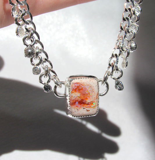 Fire Opal Charm Necklace
