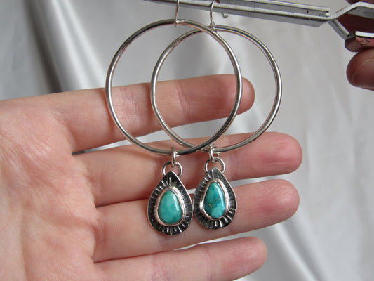 Turquoise Starburst Hoop Earrings