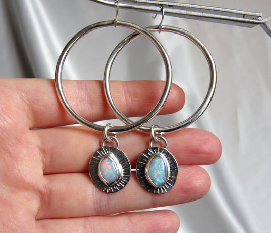 Opal Starburst Hoop Earrings