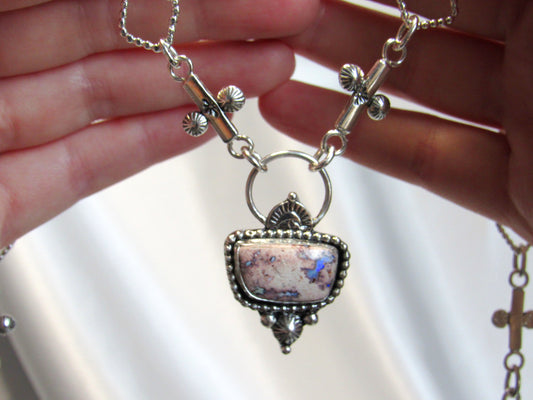 Fire Opal on Handmade Chain
