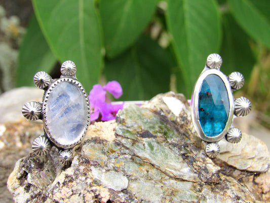 Kyanite & Moonstone Cuff Bracelet - 6 to 6 1/2" Wrist