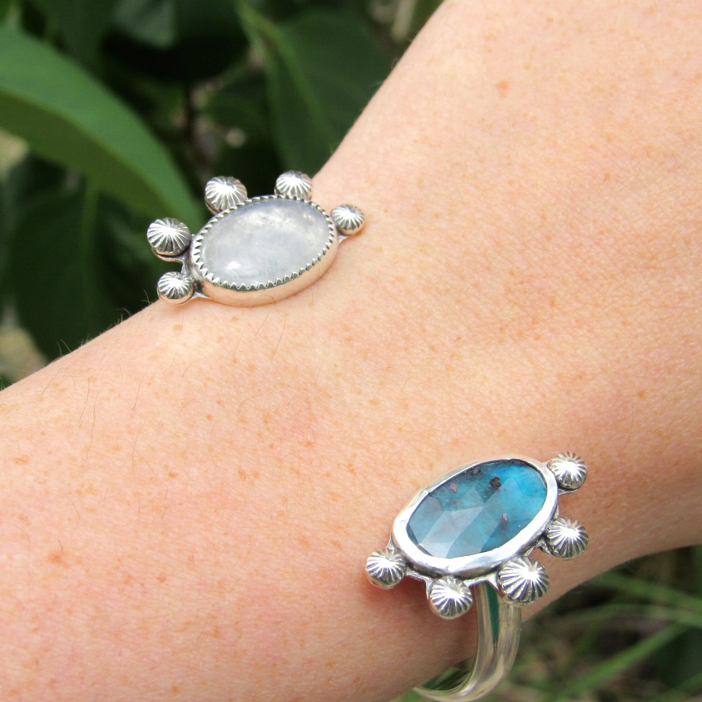 Kyanite & Moonstone Cuff Bracelet - 6 to 6 1/2" Wrist
